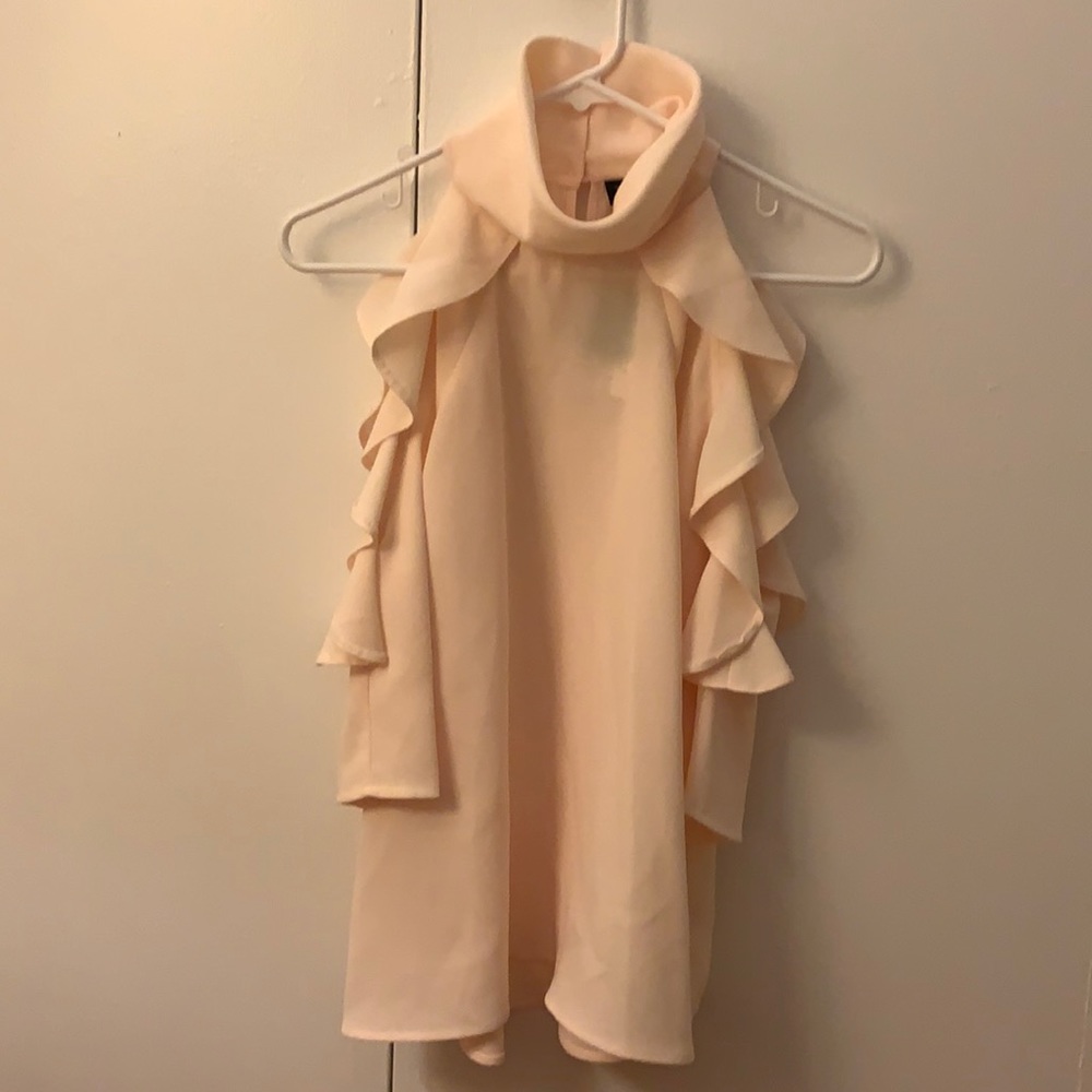 Topshop Cold Shoulder Ruffle Blouse - Picture 2 of 6